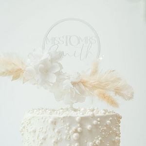 dried floral flowers circle round wedding bridal shower baby shower cake topper