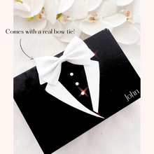Load image into Gallery viewer, personalised tuxedo gift box for groomsmen best man and groom custom wedding gift box