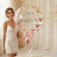 Load image into Gallery viewer, personalised butterfly bubble balloon bridal shower baby shower balloon