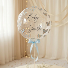 Load image into Gallery viewer, personalised butterfly bubble balloon bridal shower baby shower balloon