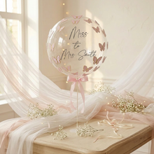 Load image into Gallery viewer, personalised butterfly bubble balloon bridal shower baby shower balloon