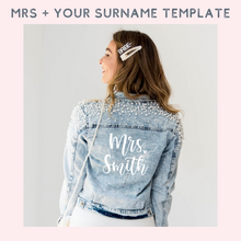 Load image into Gallery viewer, Personalised pearl denim bridal jacket