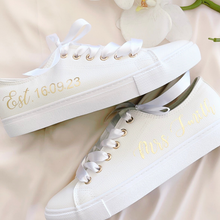 Load image into Gallery viewer, custom text bride wedding shoe sneakers