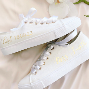 custom text bride wedding shoe sneakers