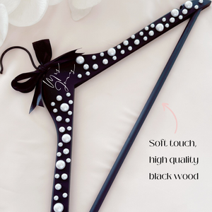 Black pearl custom personalized bridal hanger