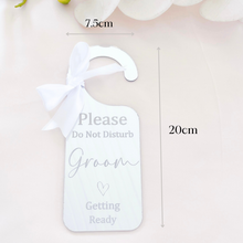 Load image into Gallery viewer, Personalised acrylic wedding bride and groom preparation door hangers