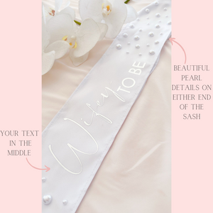 Pearl custom sash bridal birthday  sash