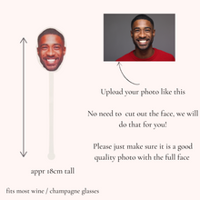 Load image into Gallery viewer, custom face photo acrylic drink stirrer groom face bachelorette party drink stirrer