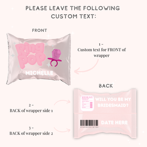 Personalised candy diamond ring pop bachelorette party favor