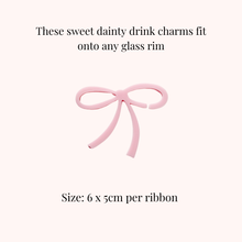 Load image into Gallery viewer, ribbon bow shaped party wine and champagne glass charms tags