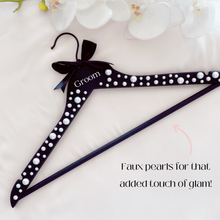 Load image into Gallery viewer, Black pearl custom personalized bridal hanger