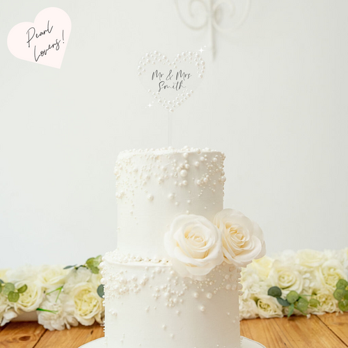 pearl acrylic custom cake topper wedding bridal shower birthdays