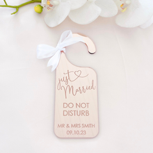 Load image into Gallery viewer, Personalised acrylic wedding bride and groom preparation door hangers