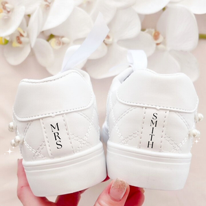 custom pearl wedding bridal sneaker shoe