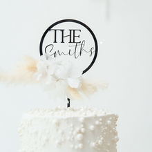 Load image into Gallery viewer, dried floral flowers circle round wedding bridal shower baby shower cake topper