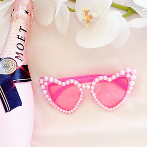 hot pink pearl heart sunglasses