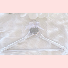 Load image into Gallery viewer, Pearl and crystal bedazzled bling bride matric dance personalized wooden hanger