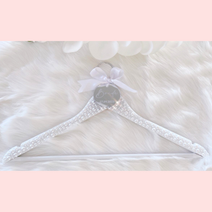 Pearl and crystal bedazzled bling bride matric dance personalized wooden hanger
