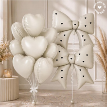 Load image into Gallery viewer, bow and heart nude beige foil balloons