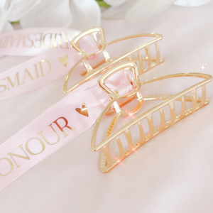 Bride bridesmaid gift hair clip personalized