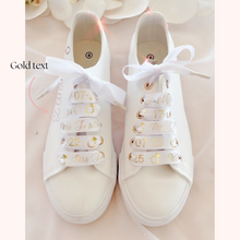 Load image into Gallery viewer, custom personalized satin shoelaces wedding bridal shoelaces