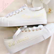 Load image into Gallery viewer, custom text bride wedding shoe sneakers