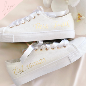 custom text bride wedding shoe sneakers