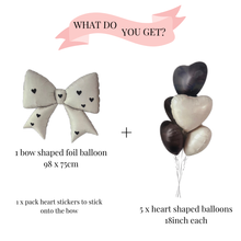Load image into Gallery viewer, bow and heart nude beige foil balloons