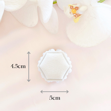 Load image into Gallery viewer, hexagon velvet wedding ring box with pearls personalized