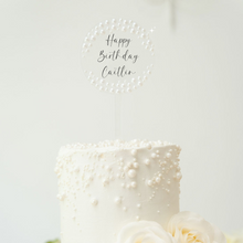 Load image into Gallery viewer, pearl acrylic custom cake topper wedding bridal shower birthdays