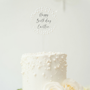 pearl acrylic custom cake topper wedding bridal shower birthdays
