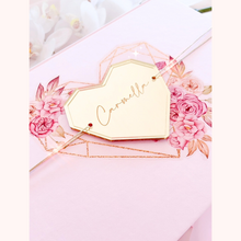 Load image into Gallery viewer, Floral Geometric Heart Personalised Gift Boxes with Engraved Acrylic Heart