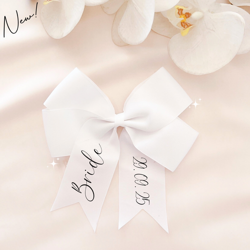 Personalised hair bow ribbon bride bridesmaid