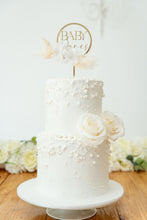 Load image into Gallery viewer, dried floral flowers circle round wedding bridal shower baby shower cake topper
