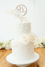 Load image into Gallery viewer, dried floral flowers circle round wedding bridal shower baby shower cake topper