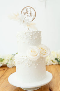 dried floral flowers circle round wedding bridal shower baby shower cake topper