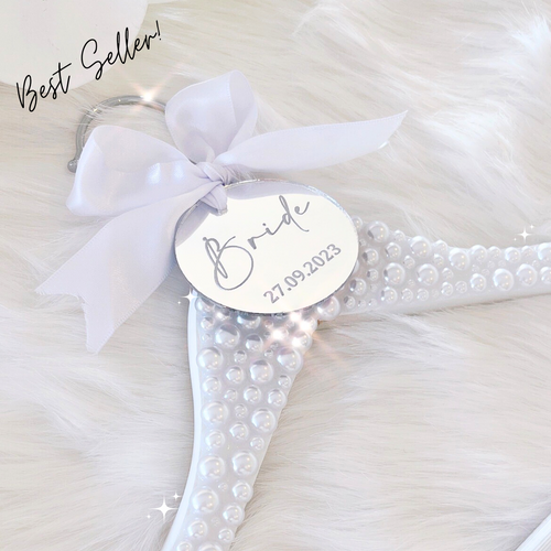 custom pearl bridal wedding hanger