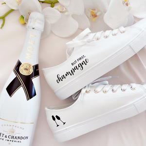 but first champagne custom text sneaker shoes
