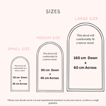 Load image into Gallery viewer, mirror decals sizing chart