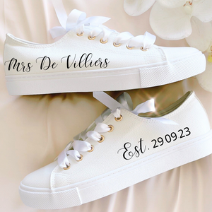 custom text bride sneakers wedding shoes