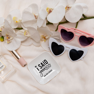 Custom personalized wedding ring dish