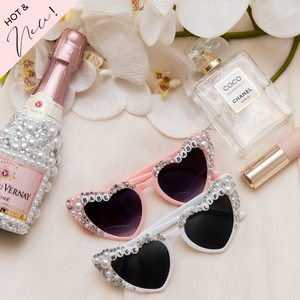 retro heart bride bling sunglasses