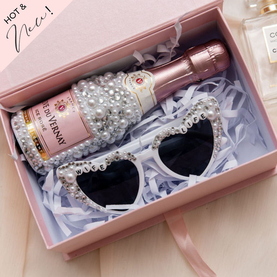 retro heart bride bling sunglasses