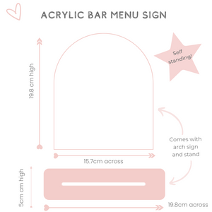 Acrylic bar menu self standing signs