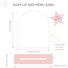 Load image into Gallery viewer, acrylic bar menu sign