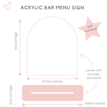 Load image into Gallery viewer, acrylic bar menu sign 
