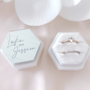 Custom acrylic velvet hexagon wedding ring box