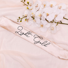 Load image into Gallery viewer, Light gold personalized satin custom sash