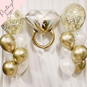 Gold and white wedding ring foil balloon bachelorette balloons