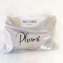 Load image into Gallery viewer, personalized glitter makeup cosmetic bag
